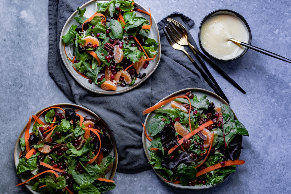 Pomegranate Orange Pecan Thanksgiving Salad - Vegan and Oil-free Recipes - ZardyPlants