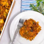 Plant-based holiday stuffing on a plate