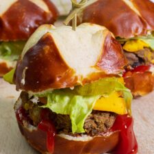Vegan + Gluten-Free Lentil Cheeseburger Sliders
