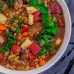 white bowl filled with lentil vegetable stew