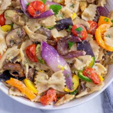 Vegan Sheet Pan Roasted Vegetable Pasta with Lemon Miso Sauce
