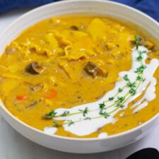Vegan Instant Pot Creamy Mushroom Lasagna Soup