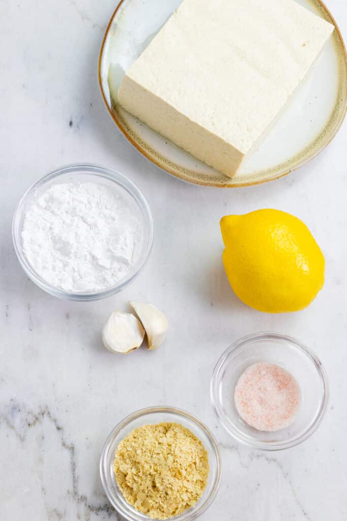 Ingredients for melty vegan mozzarella cheese