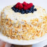 Coconut Cake topped with fruit