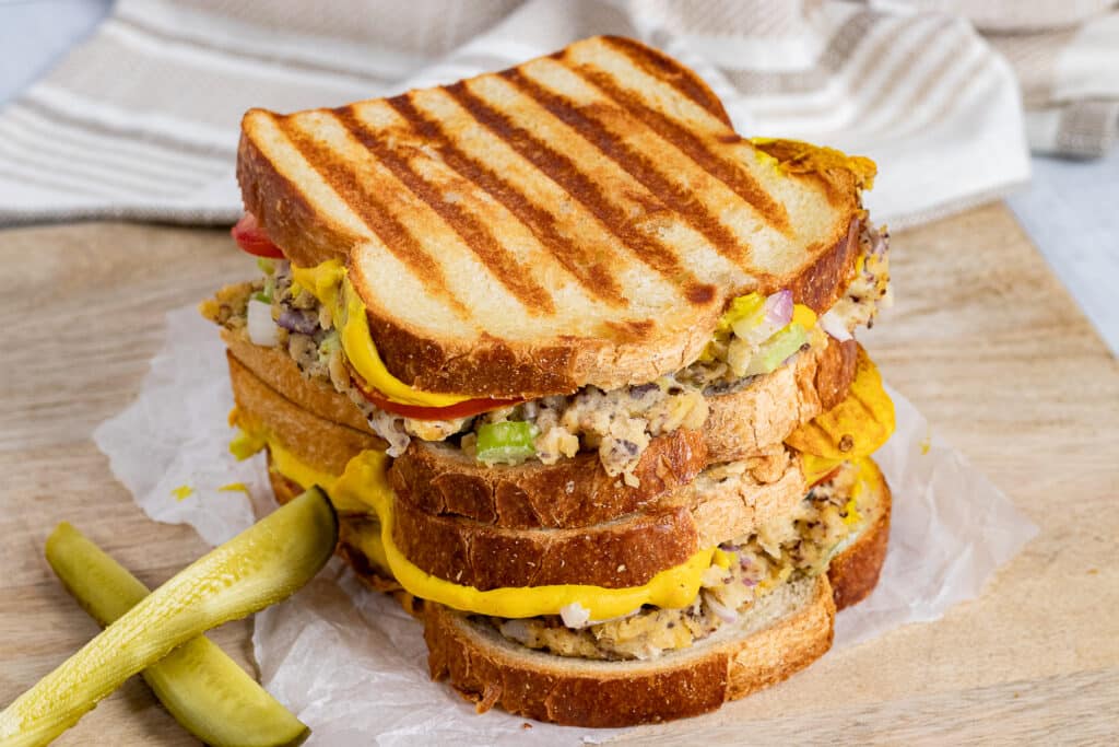 Stacked vegan tuna melts
