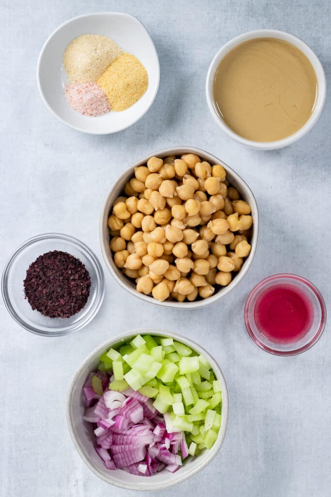 Ingredients in bowls