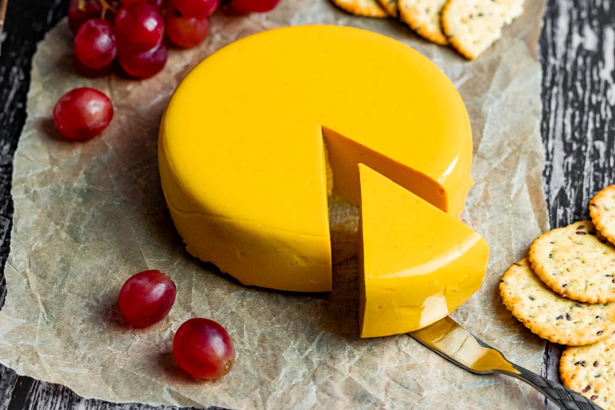 Fake Cheddar Cheese Cube on Cracker