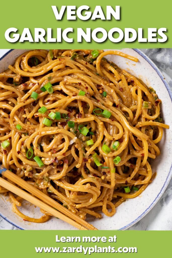 Pinterest image for vegan garlic noodles