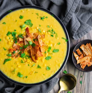 Vegan Corn Chowder in a bowl