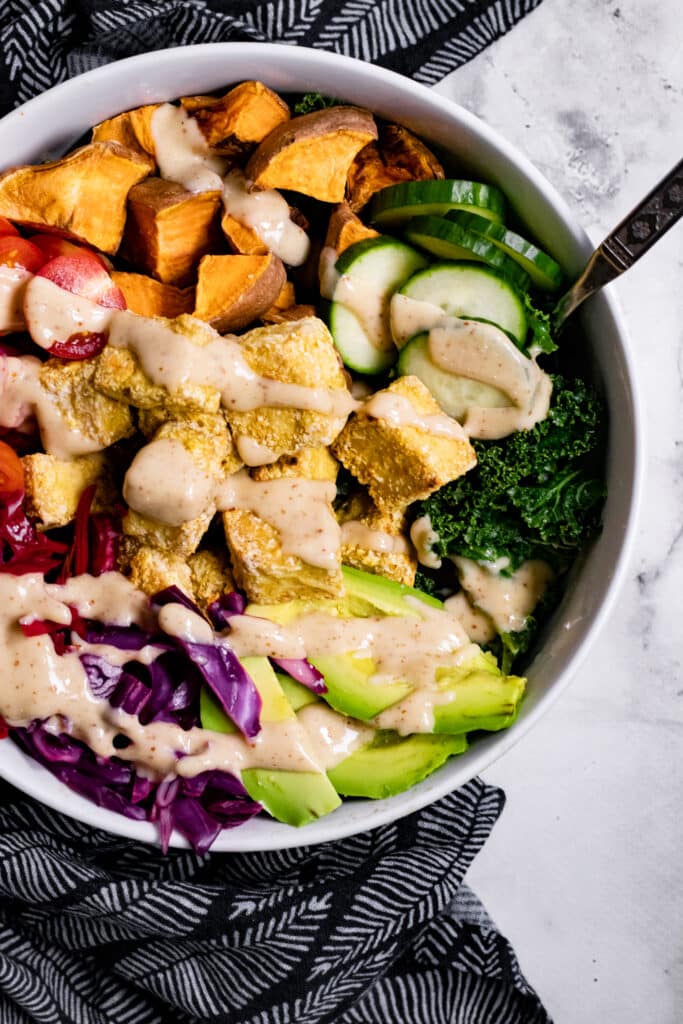 Tofu Buddha Bowl with Tahini Sauce