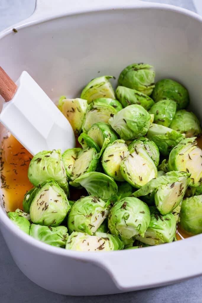 Brussel Sprouts in a baking dish
