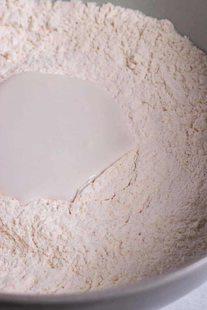 Plant milk in a flour well