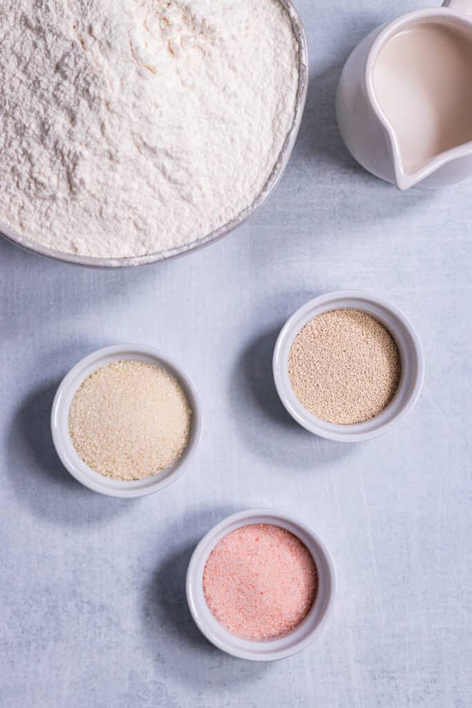 Bagel ingredients in bowls