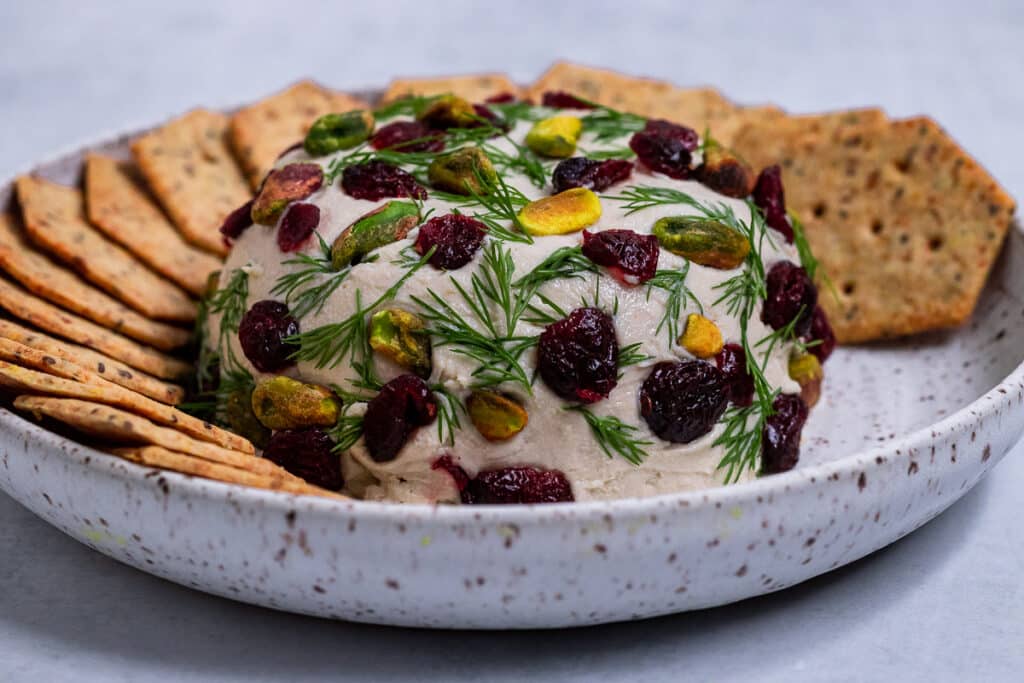 Vegan Cheese Ball on a plate