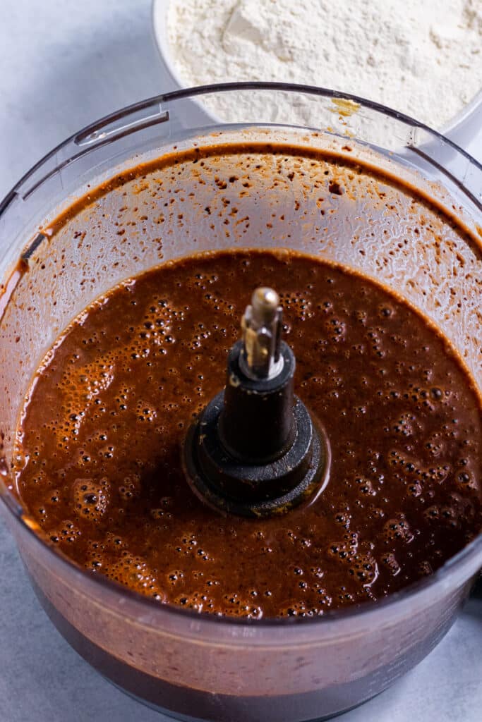 Blended seitan base in a food processor