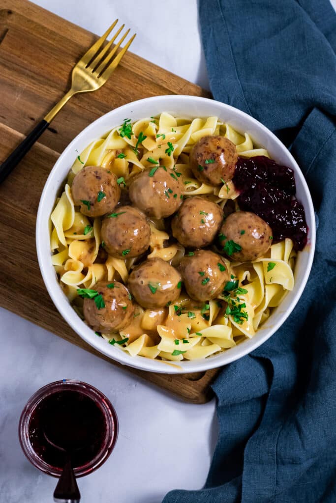 Vegan Swedish Meatballs in a bowl