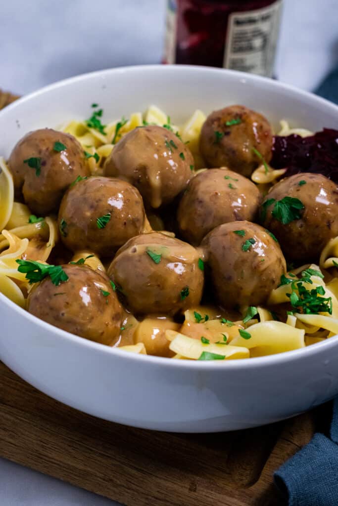 Vegan Swedish Meatballs in a bowl