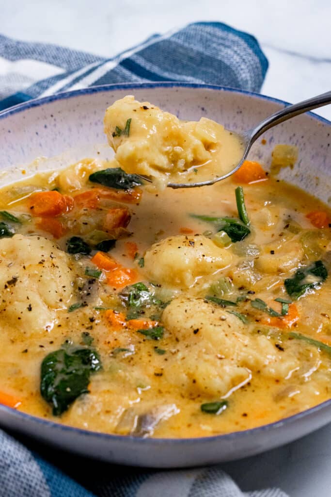 Vegan Dumpling Soup in a bowl