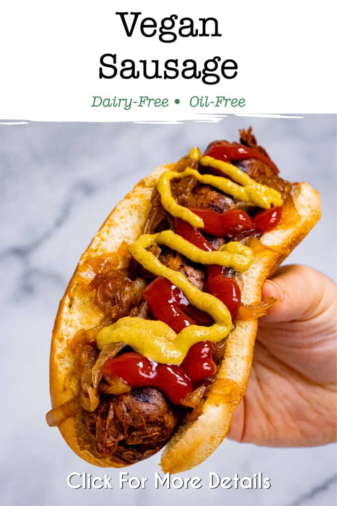 Pinterest image for the vegan sausage