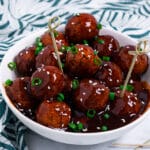 Vegan Sweet and Sour Meatballs in a bowl