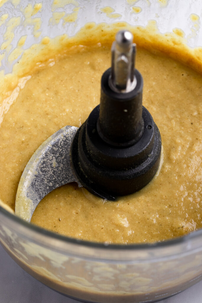 Seitan mixture in a food processor