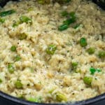 Pot of asparagus risotto