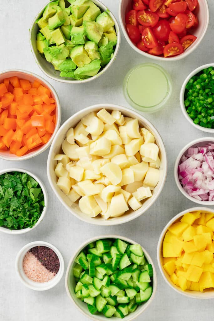 Ingredients in bowls