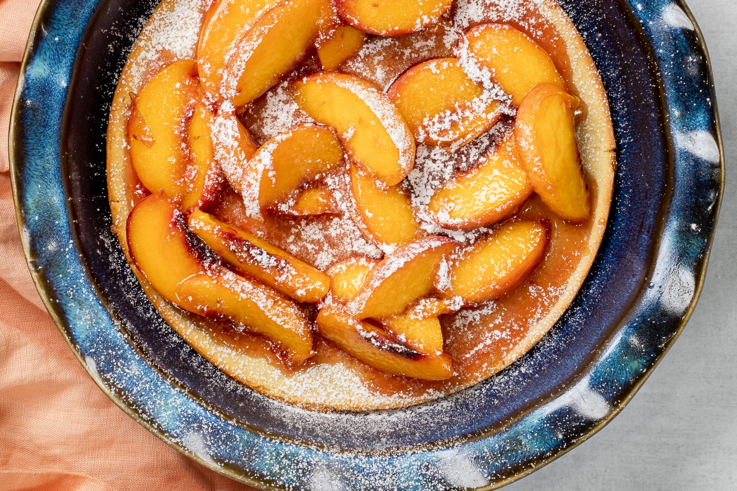 Vegan Dutch Baby with Caramelized Peaches