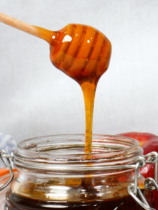 Vegan Honey being drizzled by a honey wand