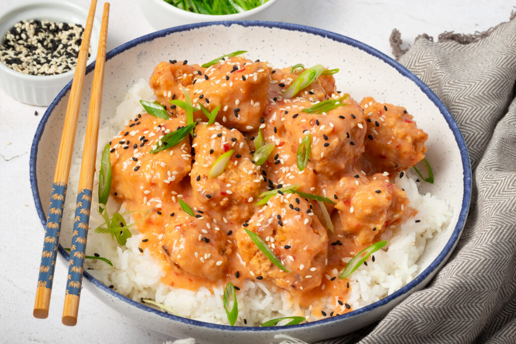 A bowl of bang bang cauliflower and rice