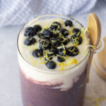 A jar of Lemon Blueberry Chia Pudding