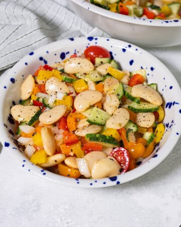 Butter bean salad in a small bowl.