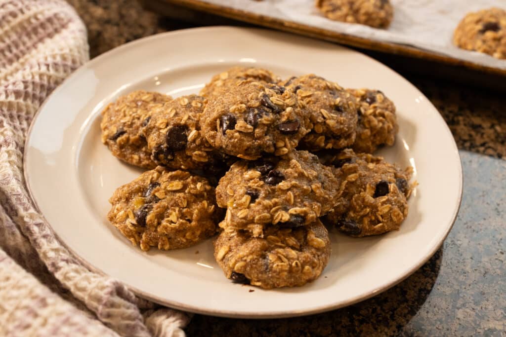 Vegan oat cookies on a plate.